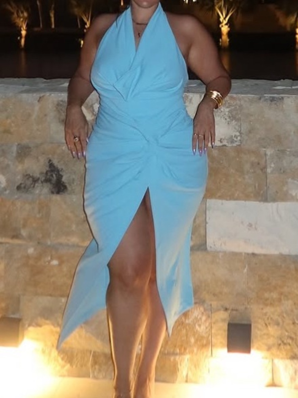 Zara Aquamarine Blue matching set 🩵 Midi Skirt & Halter bodysuit set